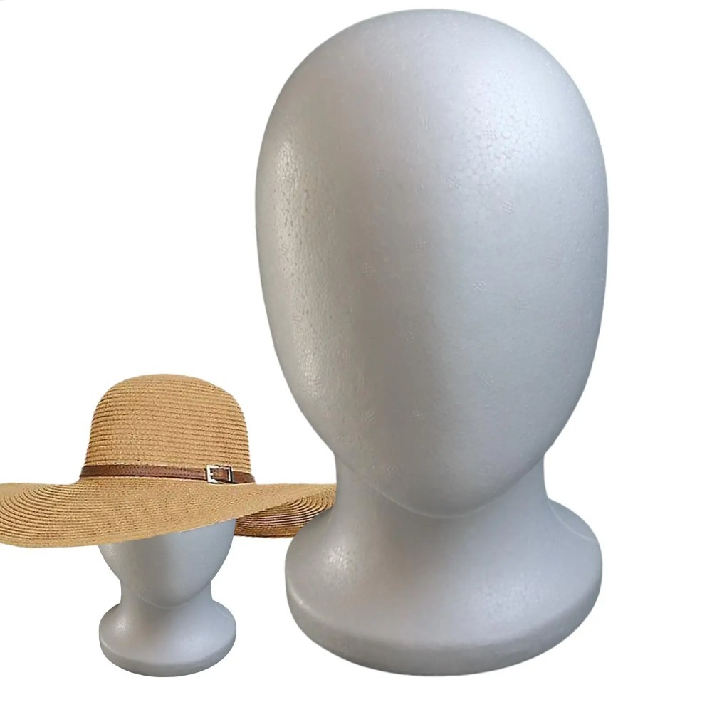 Cosplay Prop Foam - หุ่นจำลองศีรษะผู้ชาย 1 ชิ้น หุ่นโชว์วิกผม โฟมสำหรับวางหมวก สีขาว