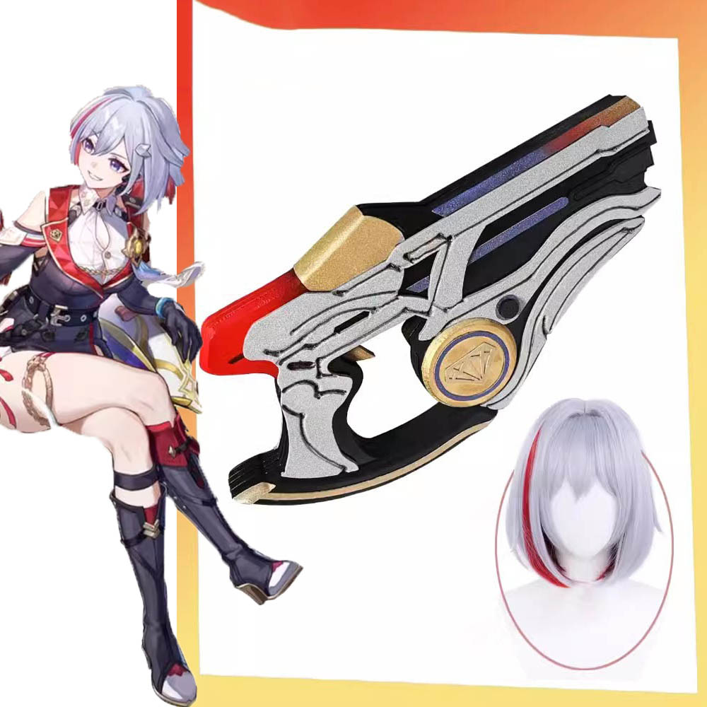 Heat Gun Cosplay - อุปกรณ์ประกอบฉากคอสเพลย์รถไฟรูปดาวฮอนไกบุษราคัมอุปกรณ์เสริมสำหรับงานปาร์ตี้ฮาโลวีนอุปกรณ์เสริมวิกผมทนความร้อน