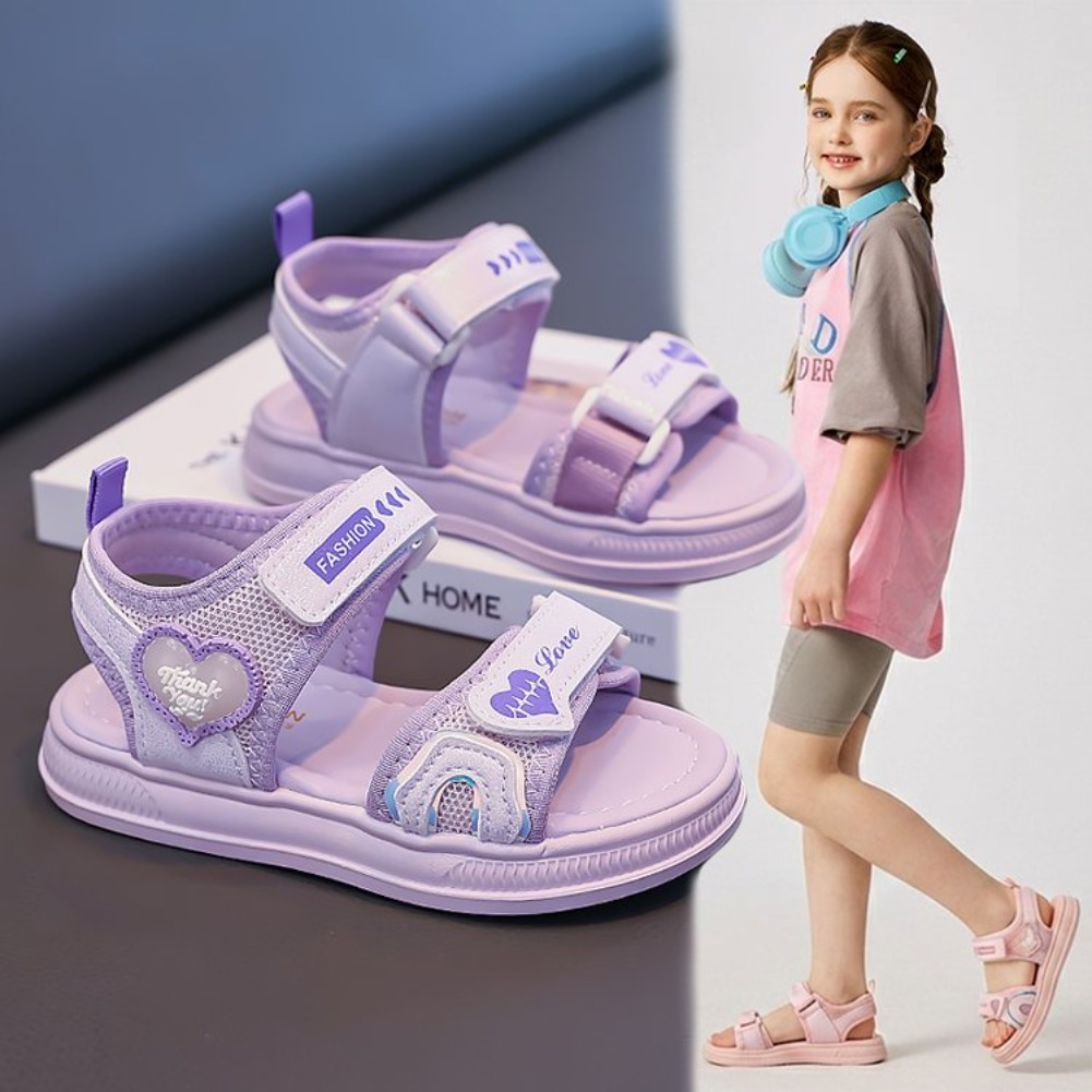รองเท้าแตะรูปหัวใจสำหรับเด็กผู - Velcro Hook Loop บทวิจารณ์และราคา